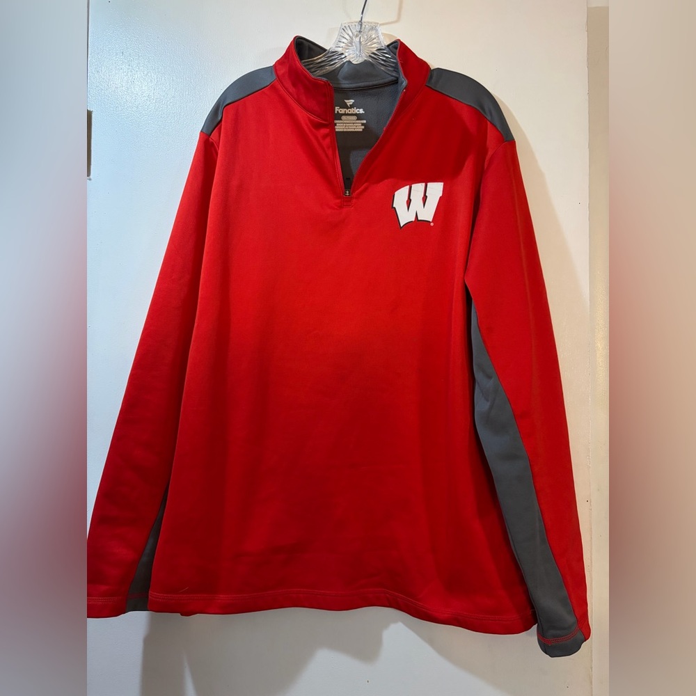 Wisconsin Badgers Quarter Zip Pullover Fanatics Mens Sz XL